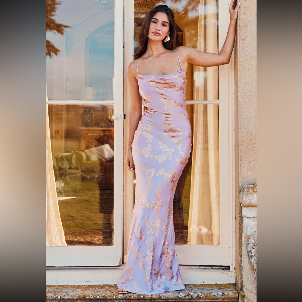 HOUSE OF CB 'Capriana'  Orchid Jacquard Satin Gown/Size S